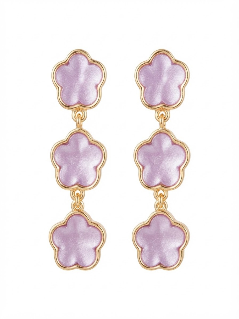 Gold-Tone Lilac Flower Drop Women Jewelry clover earrings